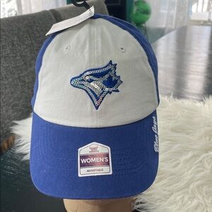 NWT Blue Jays blue white Sequin Logo adjustable cap hat